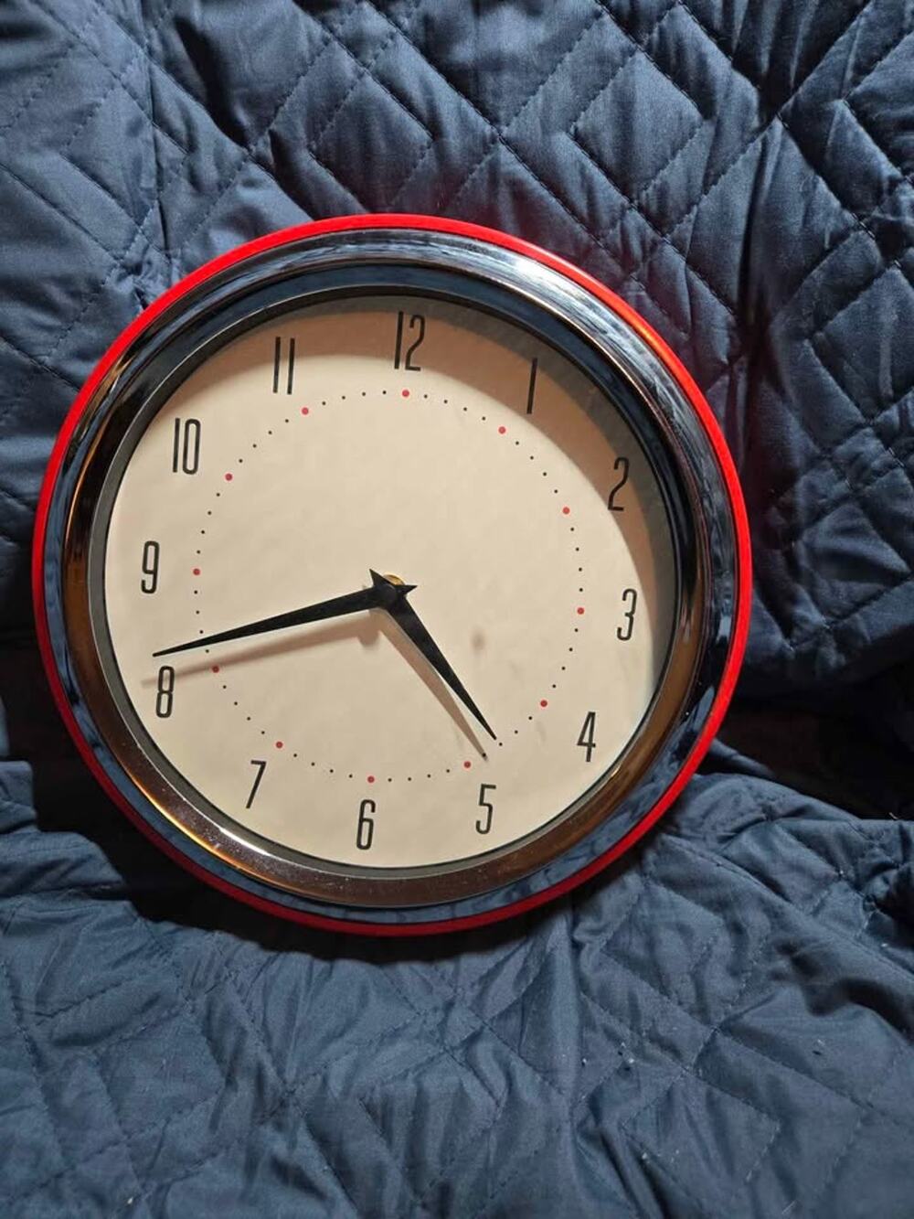 Retro Red and Chrome Wall Clock